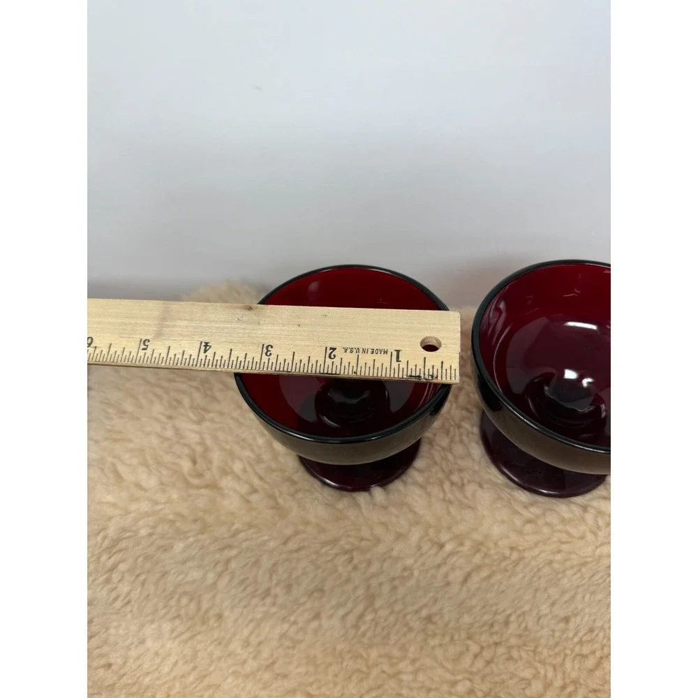 VTG Anchor Hocking Royal Ruby Red Glass Footed Sherbet Dessert Cups Set of 3‎